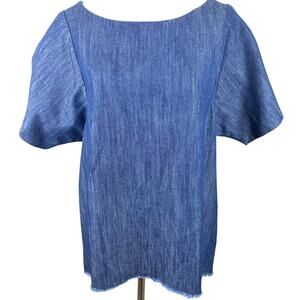 Tish Cox Women's Blue Denim Blouse Shirt Size Large